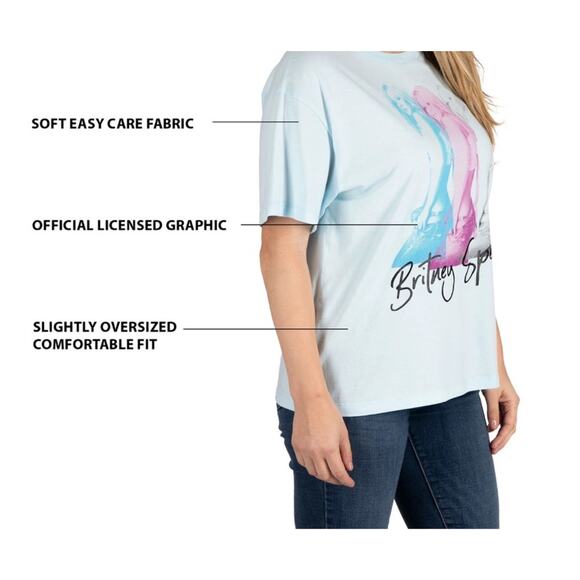 Britney Spears Retro y2k 90s Concert Graphic Tee T Shirt Light Blue Size XL NWT - Picture 8 of 8